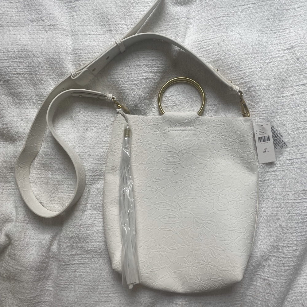Anthropologie Floral Crossbody Bag in White